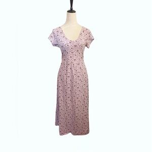 Pact Pink Floral Scoop-Neck Midi Dress